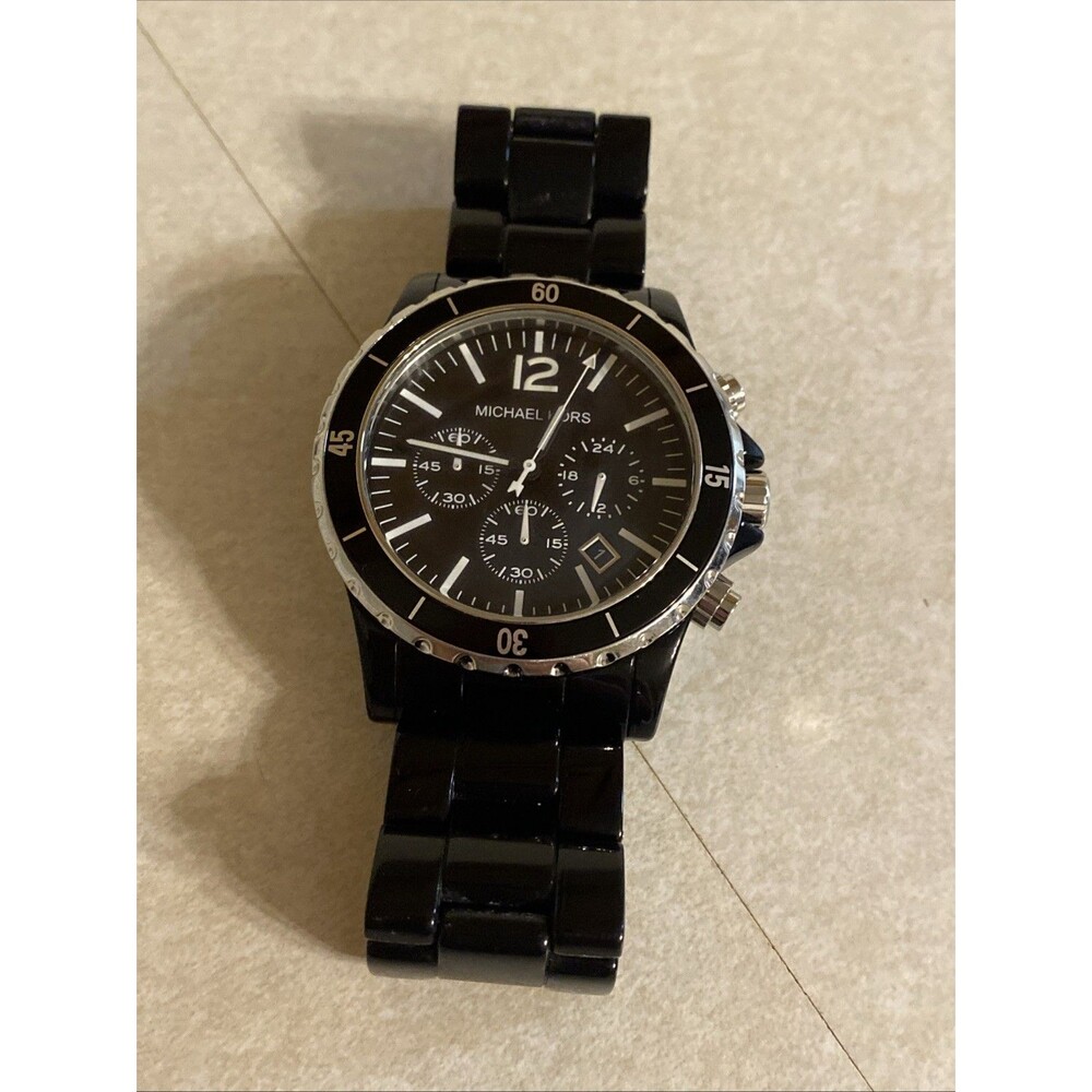Michael Kors MK-8128 Acrylic Chronograph Quartz Black Band Men's Watch